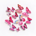 Set of 12 pink 3D PVC butterfly wall stickers in various patterns and sizes - Plum Red Series - Magnet Style