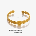 Adjustable golden stainless steel geometric round bangle, minimalist chic jewelry - Diameter 5cm (Adjustable) / Gold