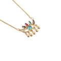 Collana con ciondolo occhio corona dorato con pietre colorate e nappe a goccia - Nappa a forma di corona / Oro