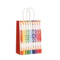 Detailed view of Back to School paper gift bags with pencil prints and rope handles - 422-3 Blue Pencil Rainbow