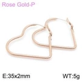 Rose gold heart hoop earrings with textured spiral surface and 35mm diameter size - 35x2mm / Rose Gold