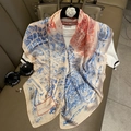 Blue and red gradient silk square scarf with LA city lights map print on a sofa - Equestrian City - Light Pink