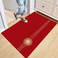 Red velvet welcome mat with traditional golden circular pattern and classic design - Nanguang Chunli - Red / 40*60cm