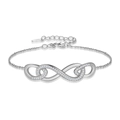 Silver infinity bracelet in 925 sterling silver with small shimmering crystals - Platinum Plated CZ Infinity Bracelet 2.88g