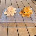 Reversible octopus plush keychain in beige happy face and orange angry face versions - 5cm Keychain / Beige-Brown