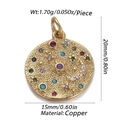 Gold-plated copper oval pendant with colorful gems and star pattern for DIY jewelry - CX153-04 (Gold Multicolor Gemstone Textured Pendant)