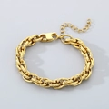 Polished 18k gold plated stainless steel chunky twist chain bracelet with lobster clasp - Gold Color (KB203017-Z)