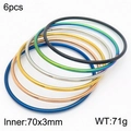 Set of six 3mm stainless steel bangles in black, gold, silver, blue, rose gold, and green - 6Pcs Set-Multi Colors (KB181583-KFC)