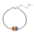 Bracciale a catena serpente in acciaio inossidabile argento con perlina arcobaleno - Bracciale a Catena di Serpente / Argento