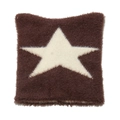 Detail of soft brown faux fur knit hat with a cream-colored star pattern on a white background - M (56-60cm) / Coffee