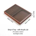 Brown PU leather jewelry organizer tray with velvet lining and transparent acrylic lid - Ring Slot Tray A With Lid (Coffee Velvet)