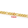7mm wide golden Figaro chain necklace made of durable stainless steel for DIY jewelry - 18K Gold Plated Figaro Chain 3:1 7mm
