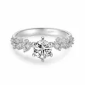 Elegant 1 carat six-claw silver diamond ring with exquisite heart and arrow cut details - Ljz-143 [1 Carat] White Gold / Adjustable Open