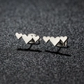 Mirror polished stainless steel geometric triple heart stud earrings for women - 099 Triple Heart / Steel