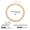 Gouden titanium stalen ketting met 1,38 cm brede schakels en waterdichte functies - Gouden Geometrische Ring Schakelketting (JDN0305028)