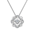 Elegant silver flower pendant necklace with pear-cut center stone and small accents - Xl-76 [comes With Box And Chain]