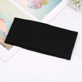 Black ribbed knitted headband with wide cross knot design for hair styling - Black