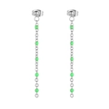 Bohemian silver chain tassel earrings with light green beads for women in a long drop style - Silver Light Green Bead Style (KE109142-Z)