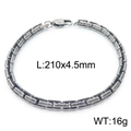 Silver square link chain bracelet in stainless steel, 210mm length and 4.5mm width - 210x4.5mm / Vintage Black (Bracelet)