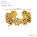 Detail of hollow flower ring width and diameter measurements in gold-plated steel - Flower Cutout Style(ZR1765G)