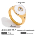 Detailed size chart of the gold stainless steel ring with white enamel and heart zircon - White (JDR0204013-WT-7)