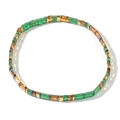 Bohemian Tila bead stretch bracelet with translucent green and amber textured beads - Green Amber Gold Mix (TL-B24042614A)