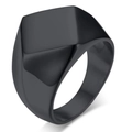 Anello minimalista in acciaio inossidabile nero con superficie geometrica irregolare - US 7 / Nero (04303)