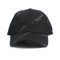 Casquette de baseball noire avec broderie New York 3D et imprimé typographique vintage - Réglable / Noir avec broderie noire