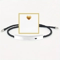 Handwoven black rope bracelet with silver bar featuring Just Breathe engraving and card - Just Breathe Silver Bar Black Rope With Card