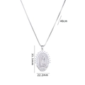 Ciondolo Vergine Maria in argento con zirconi e catena box da 40cm per donna - Mary A448/Argento/Cornice Ovale in Zirconia