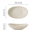 Oval off-white stoneware pasta plate with irregular edges, size 20.5cm x 13.5cm x 4.5cm - White Boat Shaped Bowl