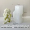 Detailed size specifications for angel silicone mold and finished candle wax figure - Little Angel H-0910