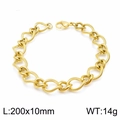Golden 10mm twisted chain bracelet in stainless steel with 200mm length and 14g weight - Bracelet (20cm) / Gold