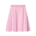 Sexy pink satin A-line skirt with high waist lace trim on a clean white background - XS / Skirts