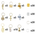 Set de 165 accessoires pour dreadlocks dorés et argentés avec charmes feuilles et étoiles - Ensemble de 150 Pièces en Boîte