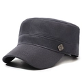 Berretto militare piatto grigio scuro in twill di cotone con decorazione metallica - Regolabile / Grigio