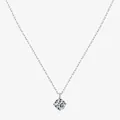 Elegant S925 sterling silver solitaire pendant necklace with four-prong round zircon - 925 Silver / Silver