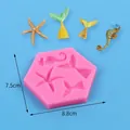 Pink silicone mermaid tail and sea horse fondant mold for ocean themed cake decor - 50-3123 Hexagonal Ocean Mold (40g) / Pink