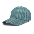 Dettaglio del tessuto in cotone a righe grigio-verdi e cuciture del berretto da baseball - Regolabile (56-60cm) / Verde