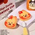 Cute resin cartoon animal toast charm with orange finish for DIY crafts and hairpins - Cranberry Rabbit Cookie