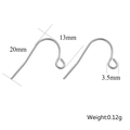 Silver stainless steel ear wire hooks with beads and dimensions of 20mm by 13mm - Steel Color - Style H
