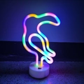 Rainbow toucan LED neon sign with white base for colorful desktop ambient lighting decor - Battery/USB Dual Use (With Base) / Colorful Parrot