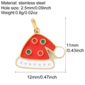 Stainless steel red Christmas hat charm pendant with colorful enamel dot accents - Christmas Hat (G27)