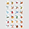 24-piece Christmas advent calendar stickers with blue numbers and Santa illustrations - 15 Frozen Ice