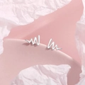 Minimalist 925 sterling silver heartbeat stud earrings in polished silver finish - Heart Beat / Silver