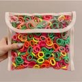 Set di elastici per capelli spessi in busta PVC con colori neon e bottoni metallici - Confezione in busta / 20# Colori Vivaci (100 Pezzi in Busta)