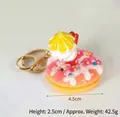 Pink and orange donut keychain with colorful sprinkles and golden lobster clasp - D12 Pink - Gold 8-clasp