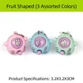 Mini fruitstijl steen-papier-schaar spel sleutelhanger in drie verschillende kleuren - Fruitvormig Steen Papier Schaar