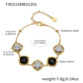 Gold stainless steel bracelet with geometric black and clear glass stones for women - Bracelet / Gold-Black
