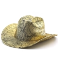 Chapeau de cow-boy doré avec texture craquelée vintage noire et bord large chic - M (56-58cm) / Style de Craquelure Dorée (04)